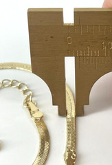 VTG Yellow Gold Plated 2mm Flat Herringbone Bracelet/Anklet Crystel charm Unisex