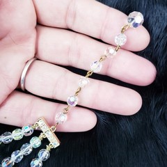Vintage 1950s 3 Strand Aurora Borealis AB Necklace Choker Alice Caviness
