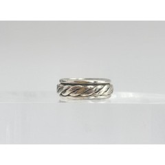 Rope Framed Spinner Straight Banded 925 Sterling Silver Vintage Ring – sz 6.5