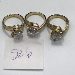 Vintage 18KT GE Gold Plated & Cubic Zirconia in Bold Look Ring varied sizes