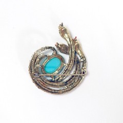 Vintage 1960s ART Mode Triple Snake Brooch — Signed — Gold Tone