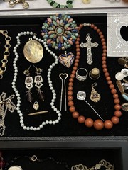 Big Vintage Victorian Deco Eclectic Jewelry Lot Variety Wearable Repurpose