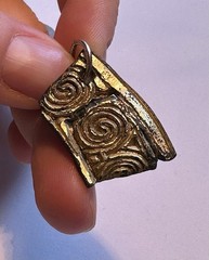 Viking Celtic Gilded Copper Curved Scroll Charm Pendant COA 022645 silver