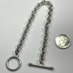 Round Link Alf Sterling Silver Bracelet 7.5” Length 4MM Width Vintage – 14.7G