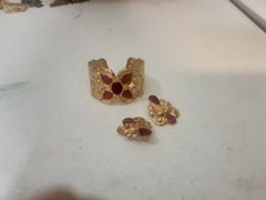 Artful Expression Gold Tone Cuff Bracelet Earrings Set [Possibly Avon not sure]