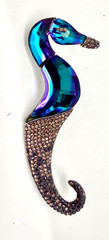 Vintage Retired Swarovski Crystal SEAHORSE Brooch Pin 3 1/8″ Excellent