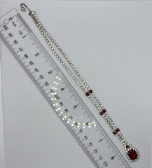 Vintage Faux Ruby White Rhinestone Necklace Silver Tone Wedding Prom Formal 15.5