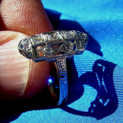Original EARTH MINED DIAMOND Deco Engagement Ring Vintage Style 14K WHITE GOLD 6