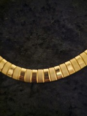 VTG 1990’s Goldtone Choker Necklace Elegant Boss Lady Brushed & Glossy