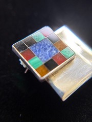 Great Falls Metal Works Sterling Silver Southwestern Inlay Earrings