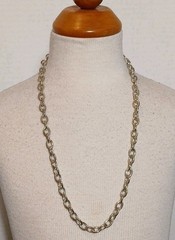 Vintage Silver Tone Oval Link Chain Necklace Toggle Clasp 20″