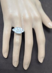 14k White Gold Engagement Ring 6.18ct Lab Grown Simulate Diamond Cushion Shape