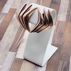 Rame Modernist Artisan Copper Fishbone Clip On Earrings Worn Distressed