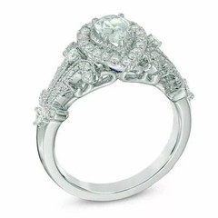 2.65Ct Art Deco Style Pear Cut Lab Created Diamond 925 Silver Anniversary Ring