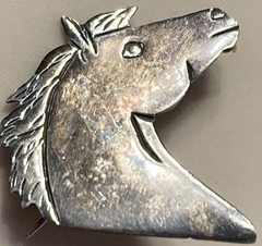 Navajo Vintage Horse Pin Brooch 925 C Clamp 4.6g LC Lee Charley