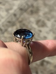 Vintage Sterling Silver Blue Stone Ring 925 A Round Faceted ~ Size 5 ~