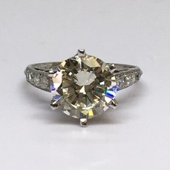 1920s Platinum Art Deco 3.45 Ct Diamond Antique Ring Handmade American Size 7