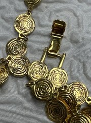 Liz Claiborne Signed Vintage 32″ Double Strand Gold Tone Coin Disc Necklace