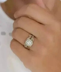 Vintage Art Deco 2 Ct Lab Created Diamonds Pave Set Engagement 14K Gold FN Rings