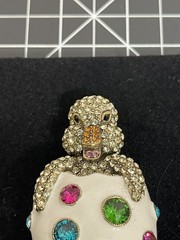 Vintage Retired Heidi Daus Crystal Enamel Chick Egg Brooch Pin Signed Rare HTF