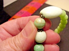 Art Deco Czechoslovakia Necklace Peking Glass Faux Jade & Jadeite Beads Vintage