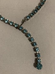 Signed Edlee Rhinestone Necklace: Frosted Art Glass, Aurora Borealis