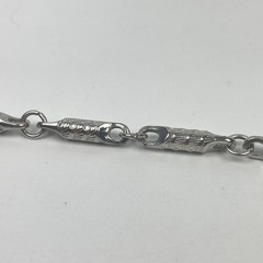 Vintage Style 38″ Silver Tone Textured Barrel Cylinder Link Opera Chain Necklace