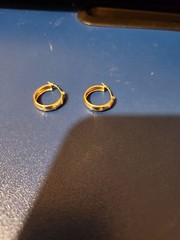 14K Yellow Gold White Stone Hook Earrings 1.5g