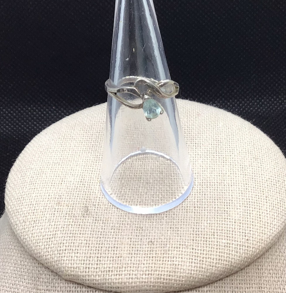 Vintage Sterling Silver 925 Unique Aquamarine Ring Sz 6 V880