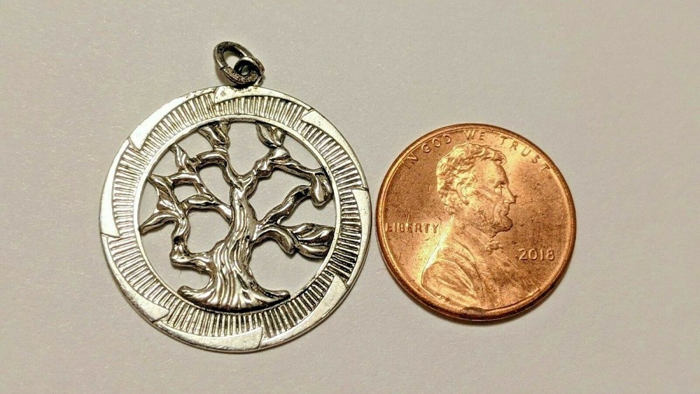 VINTAGE STERLING SILVER TREE OF LIFE CHARM PENDANT SIGHNED JMS STERLING
