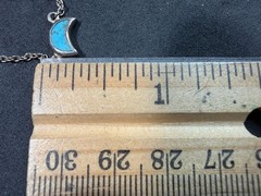 3.42g Vintage Sterling Silver 925 Turquoise Crescent Pendant Necklace 18 in M