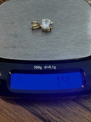 Vintage Solid 14K Yellow Gold 8mm Solitaire Pendant 2.0 CT DEW CZ 1.4g Estate