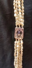Vtg 6-Strand 32in Freshwater Pearl Necklace w/ Hematite in Clasp – Statement Pc!