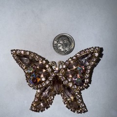 Weiss Brooch Pin Pink Butterfly 2.5 Inches Vintage Brilliant