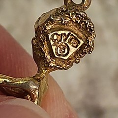 CYVRA Vintage Pendant Fairy Cherub Pixie Looking In Mirror Gold Tone Rare Signed