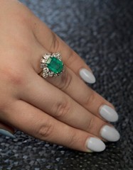 4.00CT Green Emerald Cut CZ Antique Art Deco Style Engagement Ring In 925 Silver