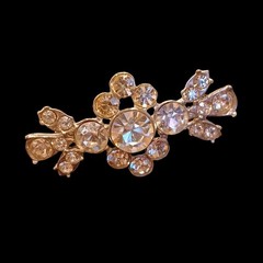 Vintage Silver Pot Metal Paste Rhinestone Brooch 2.25 X 1in