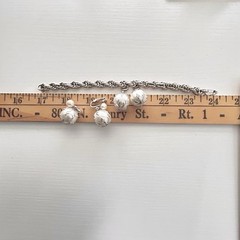Vintage Celebrity Bracelet Earring Set Faux Pearls Wedding Baubles Dangling