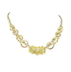 Vintage MCM Necklace Sarah Coventry Clear Yellow Green Rhinestone 16-18″