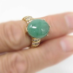 NYJEWEL 18k Yellow Gold Jade & Diamond Ring