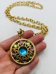 Vintage Gold Tone Pastel Renfaire Medallion Chunky Liz Claiborne 28” Necklace