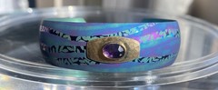 STUNNING HOLLY YASHI CUFF BRACELET, FACETED AMETHYST GEMSTONE ACCENT EX. COND
