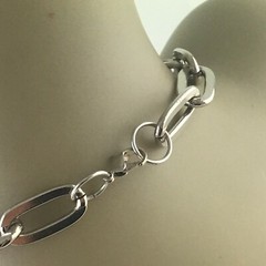 SILVER PLATED MODERNIST BRUTALIST ROUND SNAKE METAL NECKLACE COLLAR