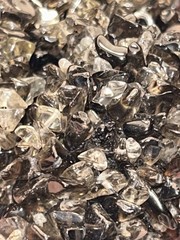 Vintage Smoky Quartz Chip Necklace 1” Wide Statement 17” 1970s 120g Boho Collar