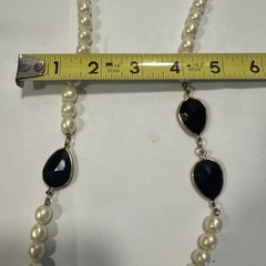 Vintage 40” Pearl & Onyx Necklace 3oz Great Gatsby Look