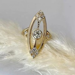 Vintage Art Deco Style Lab-Grown Diamond Engagement Ring in 14K Yellow Gold FN