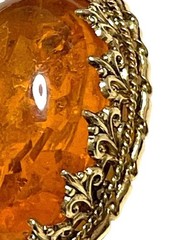 Genuine Amber Brooch Gold Tone Vintage 4.5cm Elegant Statement Pin (00240430)