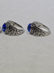 4pc Lot Size 12 Men US Army Military Rings Blue Sapphire Simulated Stone Bulk
