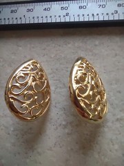 VTG Openwork Earrings Gold-tone Square 1980’s Teardrop Pierced Posts Classic
