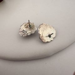 VINTAGE NAVAJO ~ SIGNED ~ OLD PAWN ~ STERLING SILVER INLAY POST EARRINGS 3 GRAMS